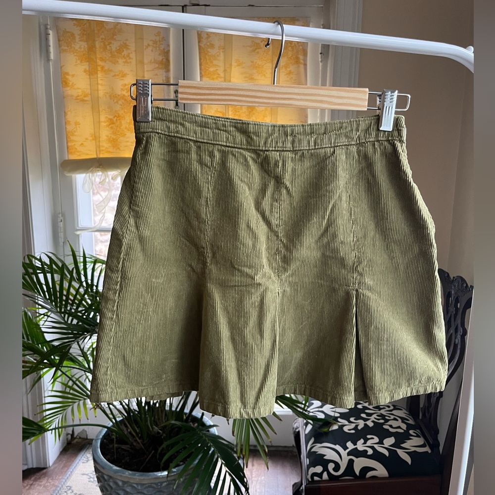 UO Green Corduroy Mini Skirt